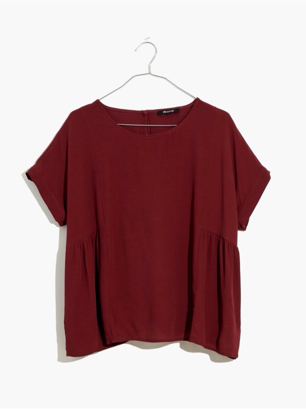 Madewell Cuffed-Sleeve Top in Burgundy